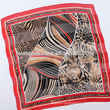 Wild Sexy Red Leopard Satin Stripe Small Silk Neckwear